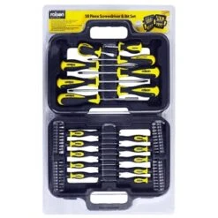 Rolson Screwdriver & Bit Set 58pc -White And Silver Furniture Store 307056 Rolson 58pc Screwdriver Set packaging1