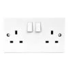 B&M 2 Gang Wall Socket - White 13 Amp