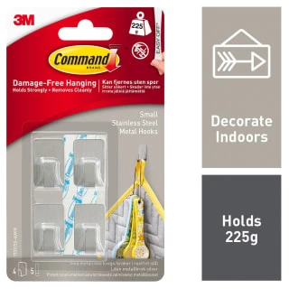 Command Small Stainless Steel Metal Hooks 9pk 2 Command Small Stainless Steel Metal Hooks 9pk - Image 2