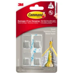 Command Small Stainless Steel Metal Hooks 9pk