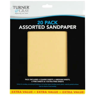 Turner & Gray Assorted Sandpaper 20pk 1 Turner & Gray Assorted Sandpaper 20pk