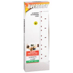 Eveready USB Double Wall Socket -White And Silver Furniture Store 357358 eveready 6 socket extension lead1