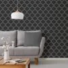 Crystal Trellis Black & Silver Wallpaper