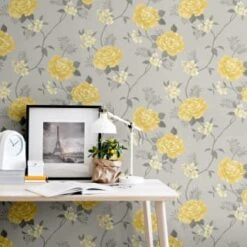 Rosalind Grey & Ochre Wallpaper