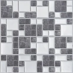 Kensington Silver Mosaic Self Adhesive Wall Tile -White And Silver Furniture Store 359990 kensington silver mosaic self adhesive wall tile