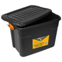 Kingmann Heavy Duty Black Box 60L -White And Silver Furniture Store 370946 heavy duty black box 60l 2