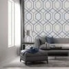 Oria Glitter Hex Navy-Grey Wallpaper
