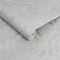 Armature Geo Wallpaper - Grey -White And Silver Furniture Store 371361 armature geo grey wallpaper1