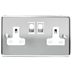 B&M 2 Gang Wall Socket - Chrome 13 Amp