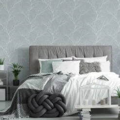 Winter Tree Wallpaper - Duck Egg