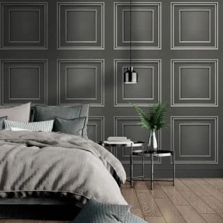 Amara Panel Gunmetal Wallpaper - Silver 1 Amara Panel Gunmetal Wallpaper - Silver