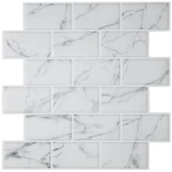 Florence Marble Subway Self Adhesive Wall Tile 5 Florence Marble Subway Self Adhesive Wall Tile -White And Silver Furniture Store 389767 florence marble subway self adhesive wall tile 3