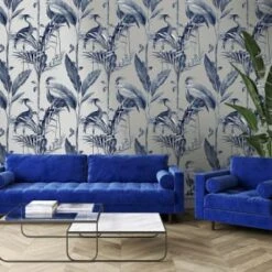 Azzurra Navy & Silver Wallpaper