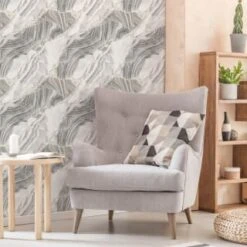 Agate Grey Gold Wallpaper