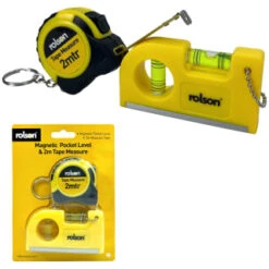 Rolson Magnetic Pocket Level & 2m Tape Measure Set
