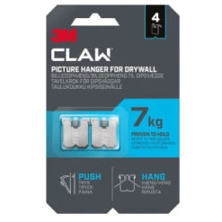 B&M 3M Claw Picture Hanger For Drywall 4pk - 7kg