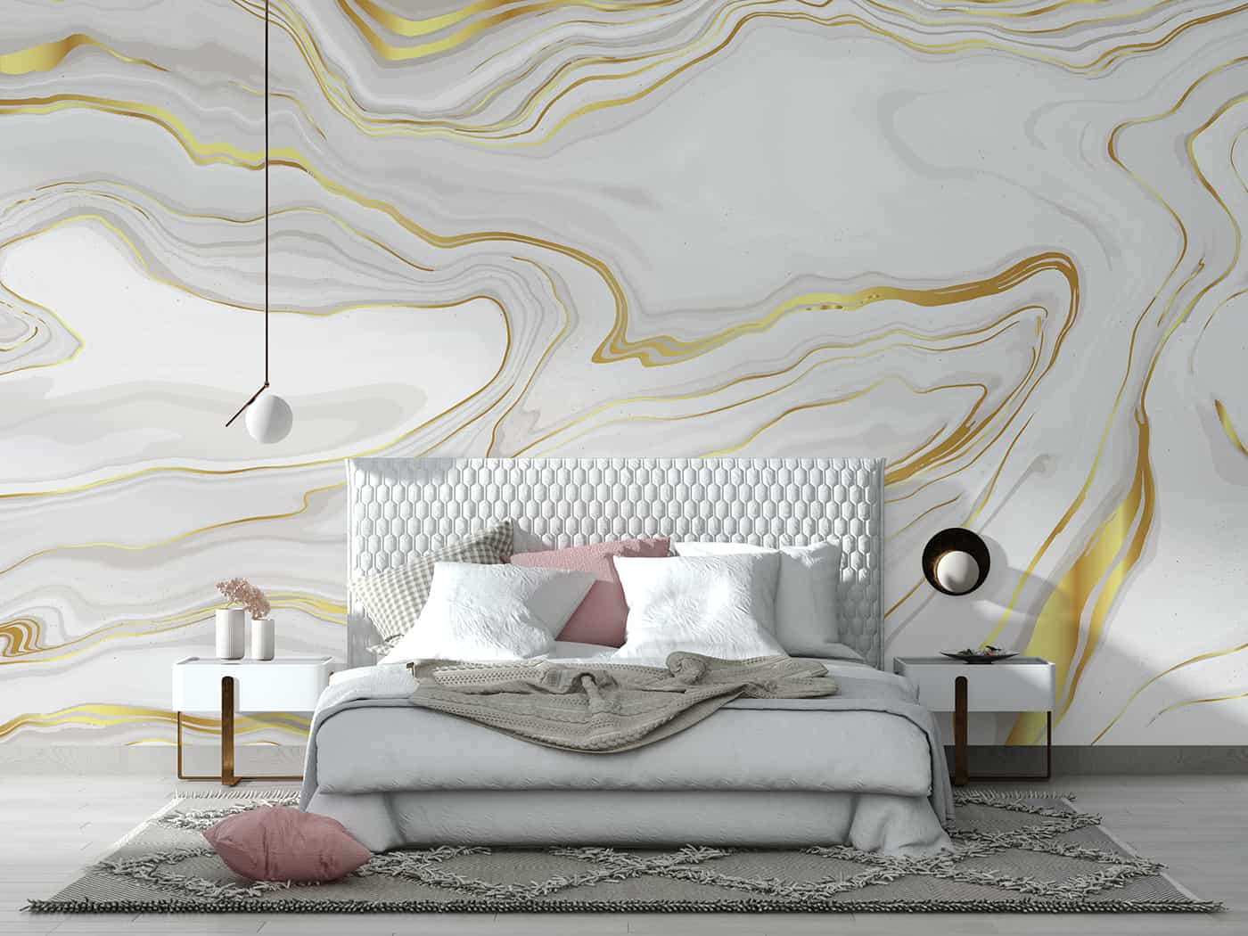 White And Silver Furniture Store -White And Silver Furniture Store wp Tex M009 Golden waves bedroom wallpaper 1
